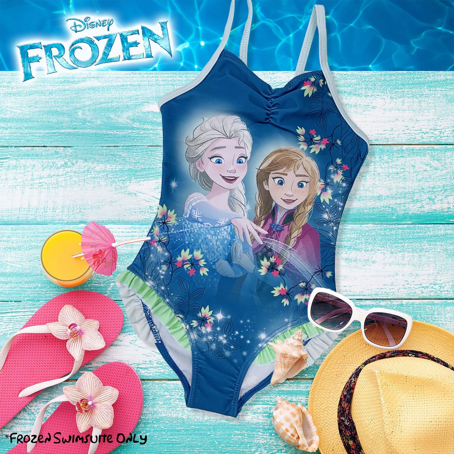 Costume da bagno bambina Disney Frozen Elsa e Anna un pezzo intero mare 6158