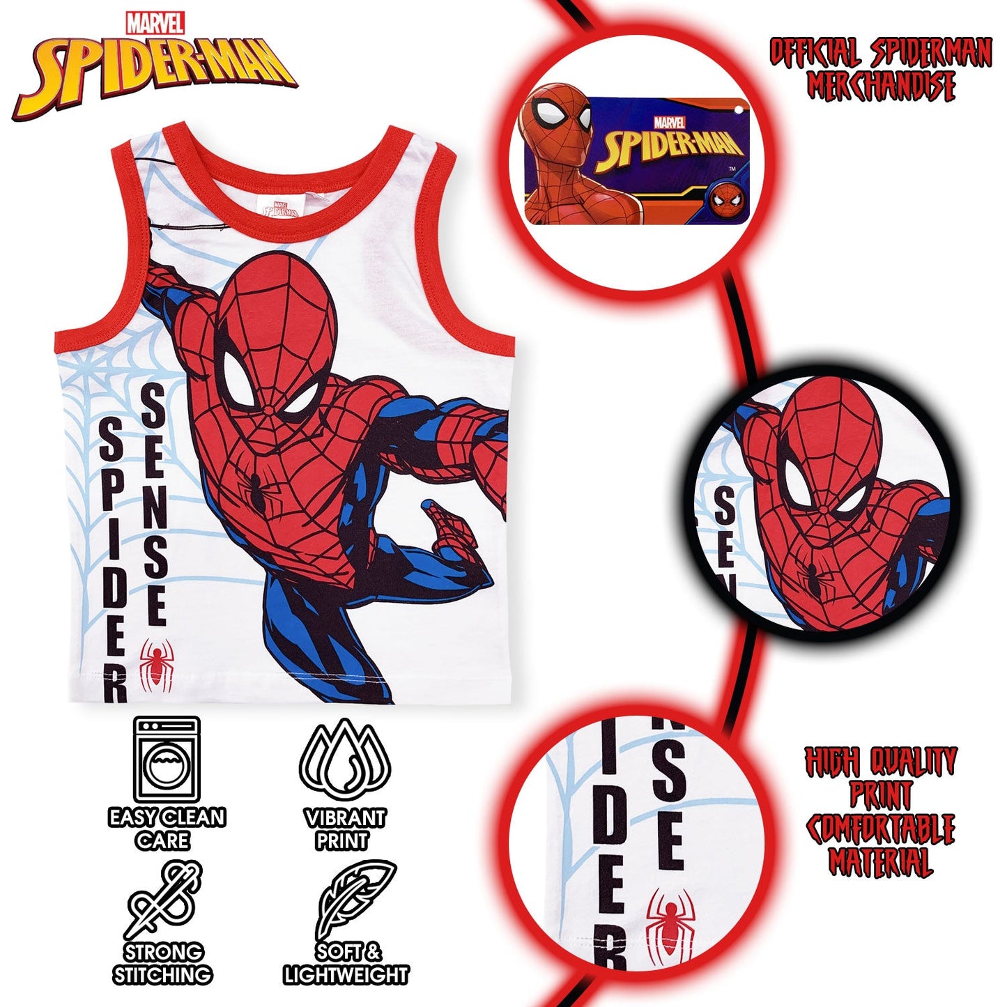 Canotta Marvel Spiderman Maglia bambino in cotone estivo Spider Man 6159
