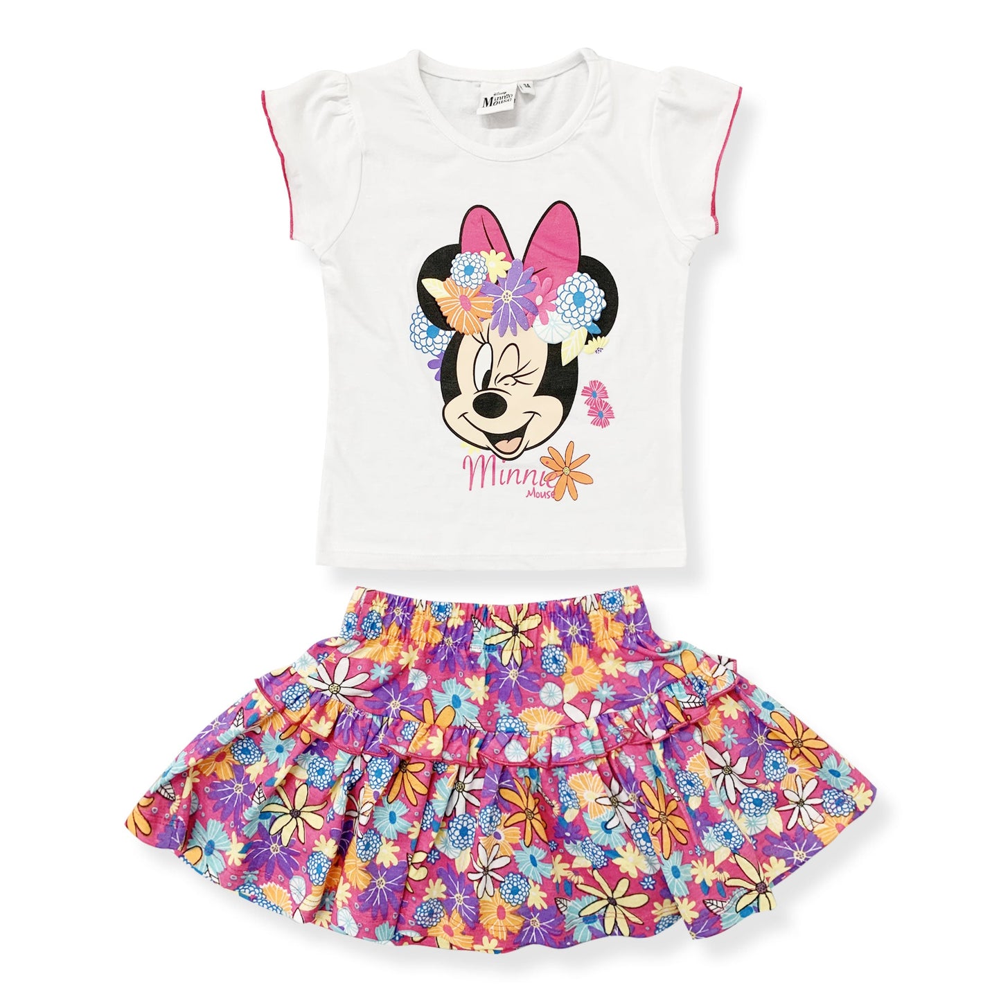 Completo bambina Disney Minnie Mouse estivo t-shirt e gonna in cotone 6167