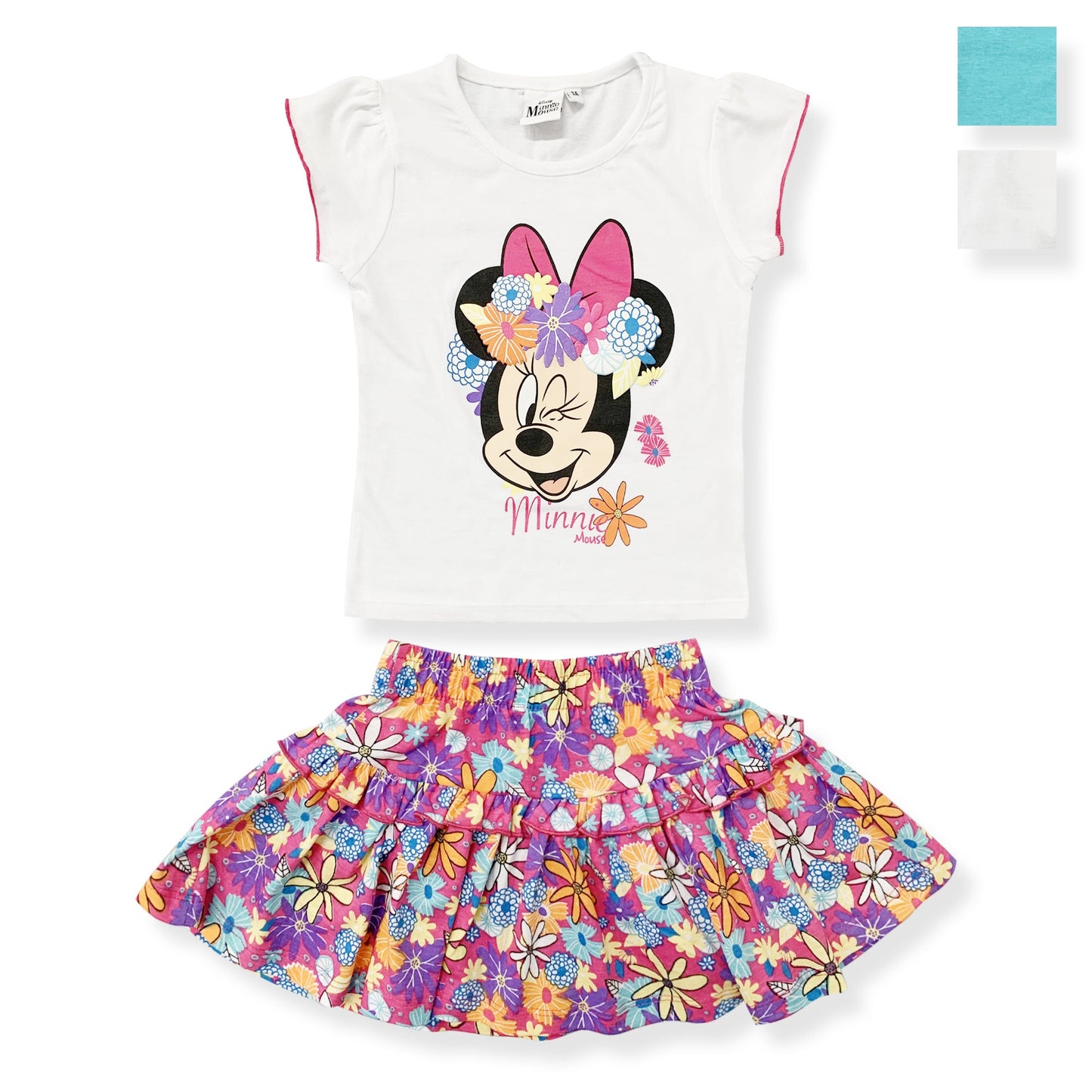 Completo bambina Disney Minnie Mouse estivo t-shirt e gonna in cotone 6167