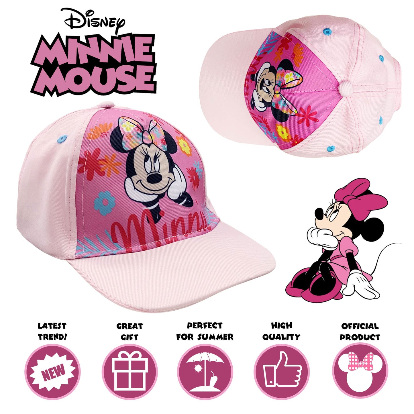 Cappellino per bambina Disney Baby Minnie Mouse berretto baseball 6174