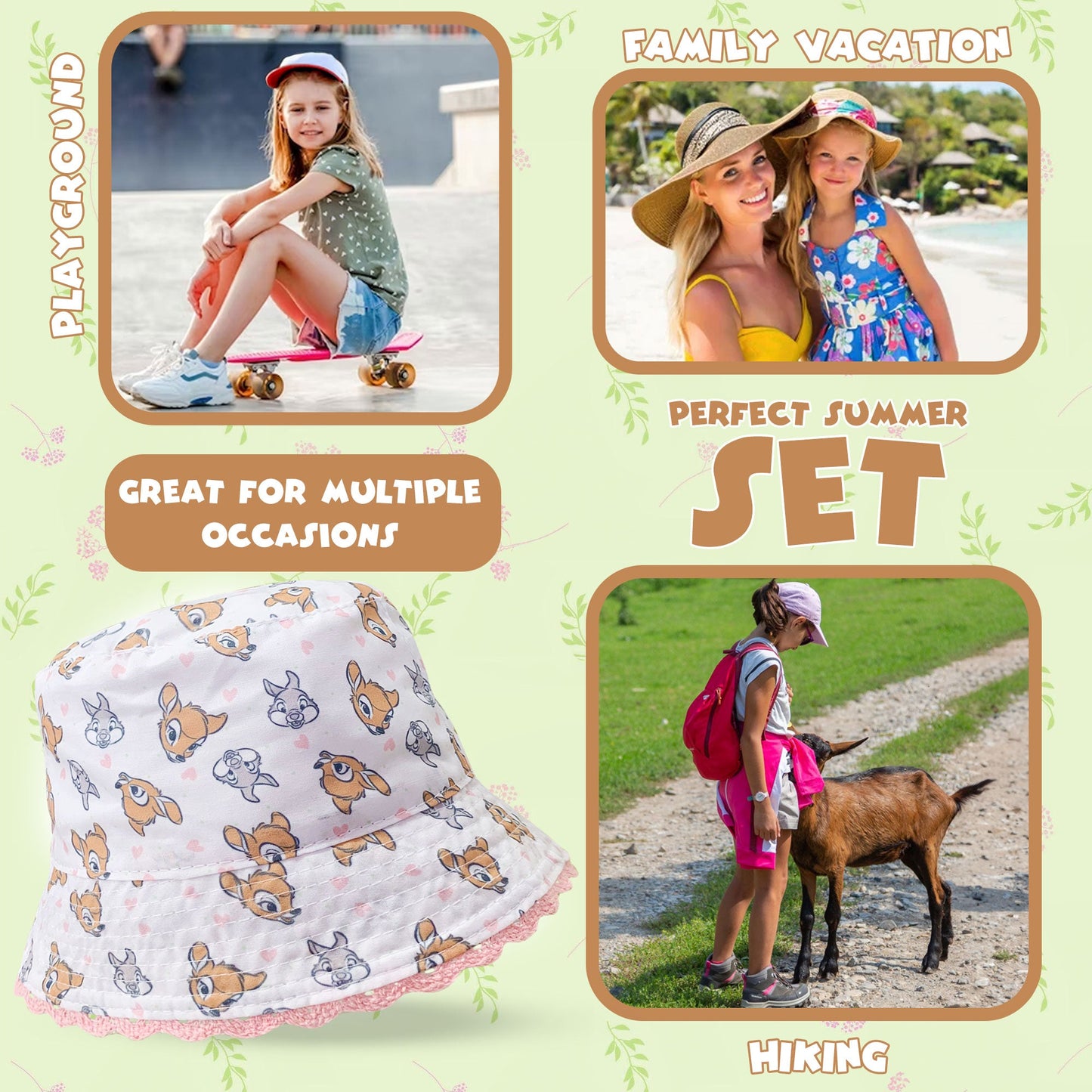 Cappellino pescatore per bambina Disney Bambi neonato bimba in cotone 6179