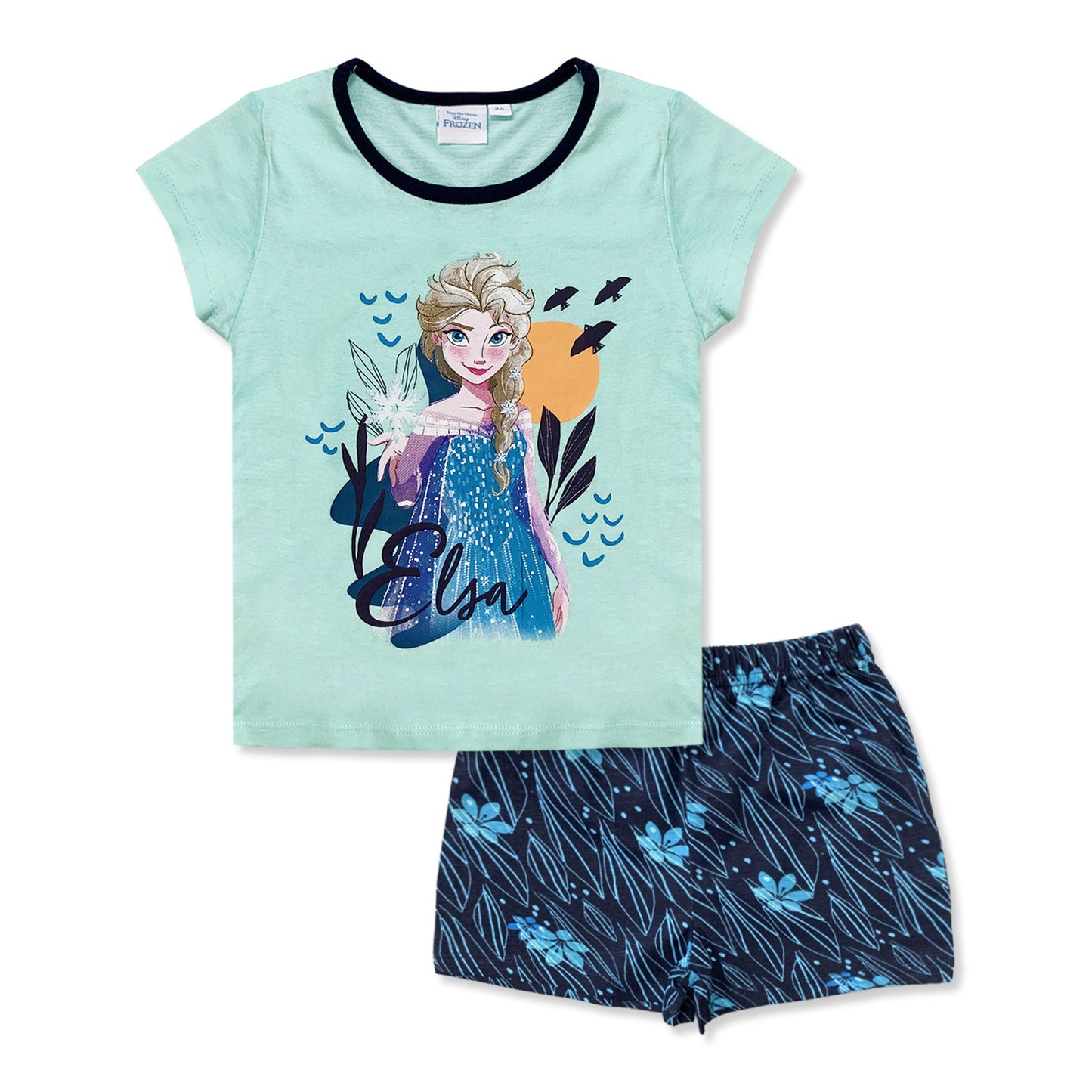 Pigiama bambina Disney Frozen maglia e pantalone corto estivo in cotone 6180