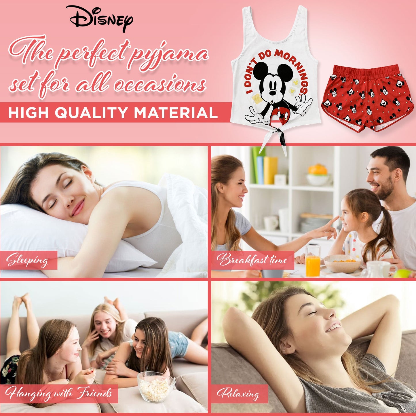 Pigiama corto donna Disney Mickey Mouse canotta e short in cotone estivo 6185