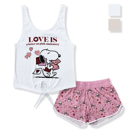 Pigiama corto donna Snoopy canotta e short in cotone estivo 6186