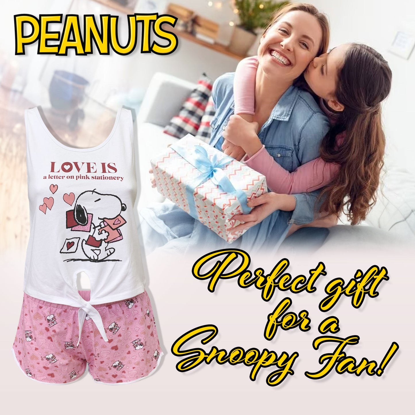 Pigiama corto donna Snoopy canotta e short in cotone estivo 6186