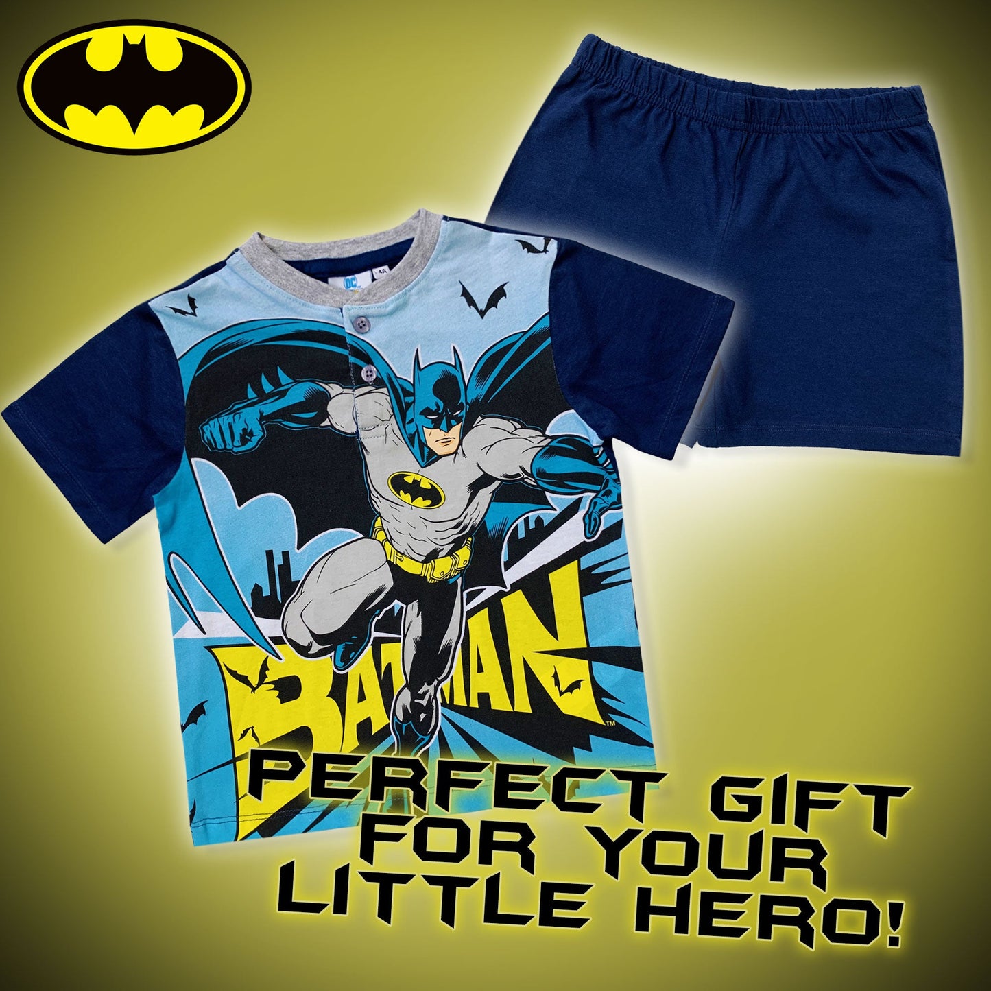 Pigiama bambino Batman DC Comics maglia e pantalone corto estivo in cotone 6187