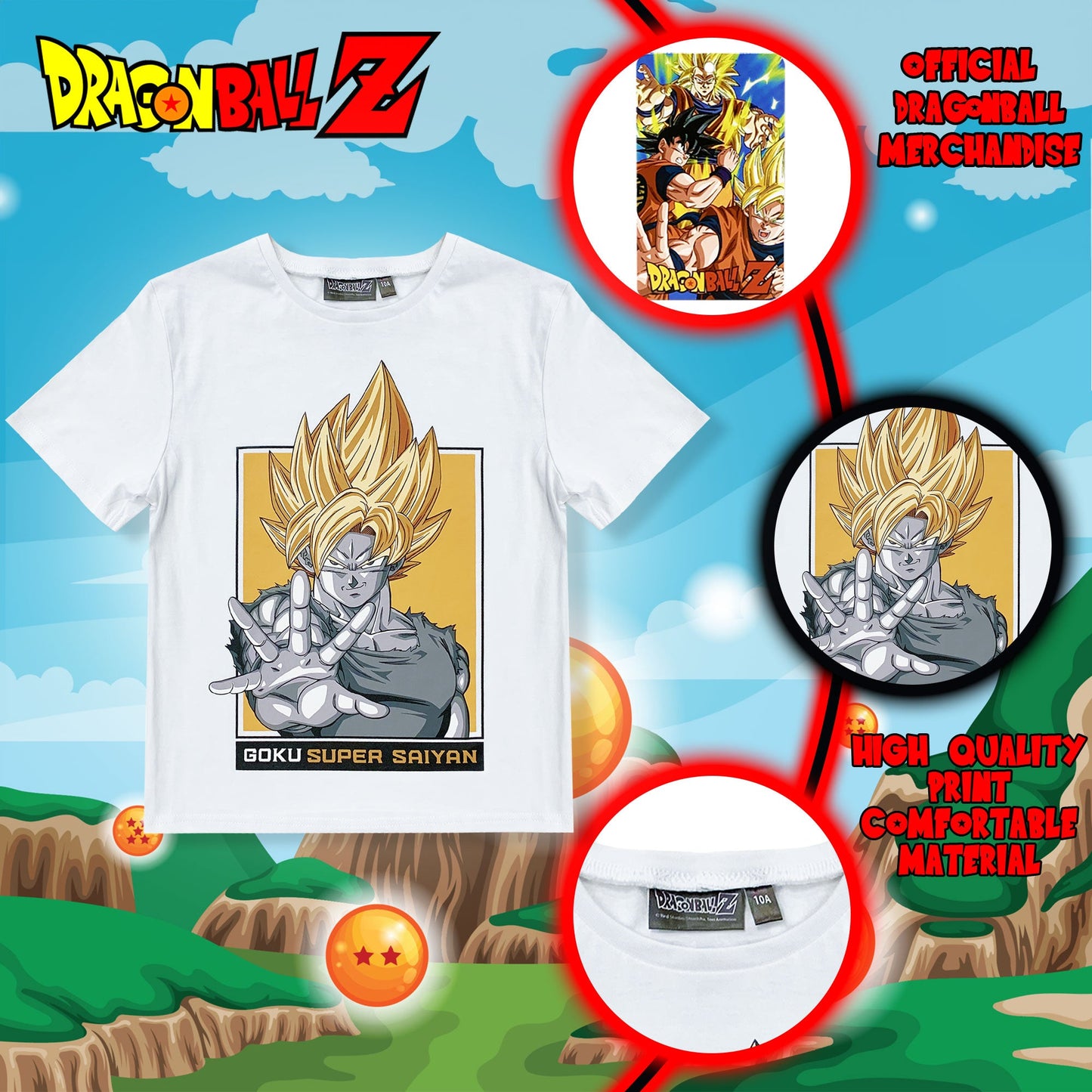 T-shirt Dragon Ball Z maglia bambino ragazzo mezze maniche in cotone Goku 6188