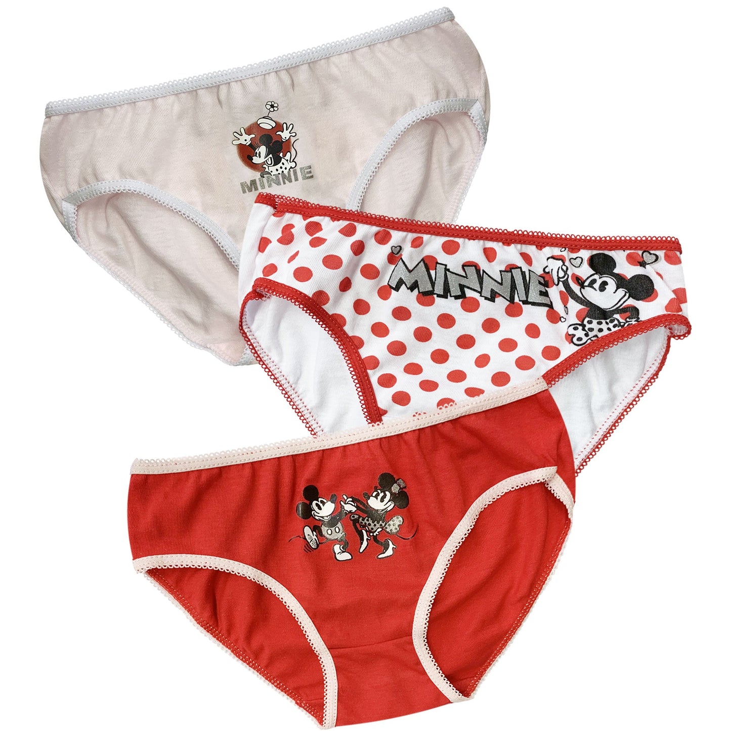 Slip Disney Minnie Mouse 3 pezzi ufficiale bimba shorties mutandine intimo 6190