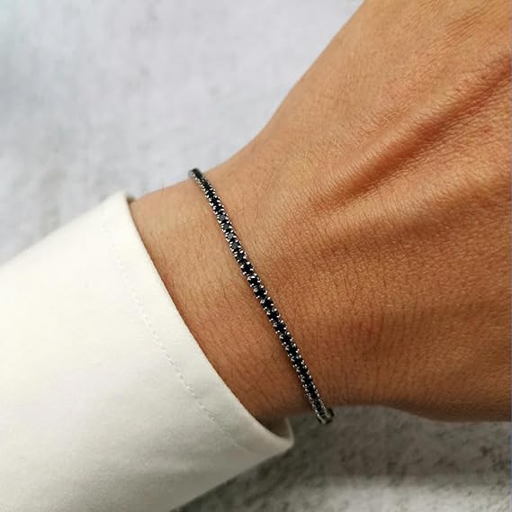 Bracciale Tennis Nero in Argento Sterling 925 - A mio Suocero