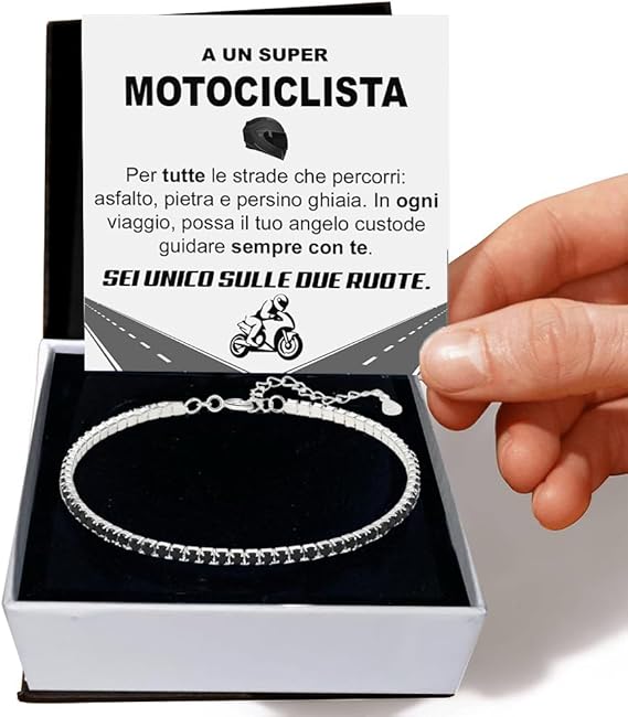 Bracciale Tennis Nero in Argento Sterling 925 - Motociclista