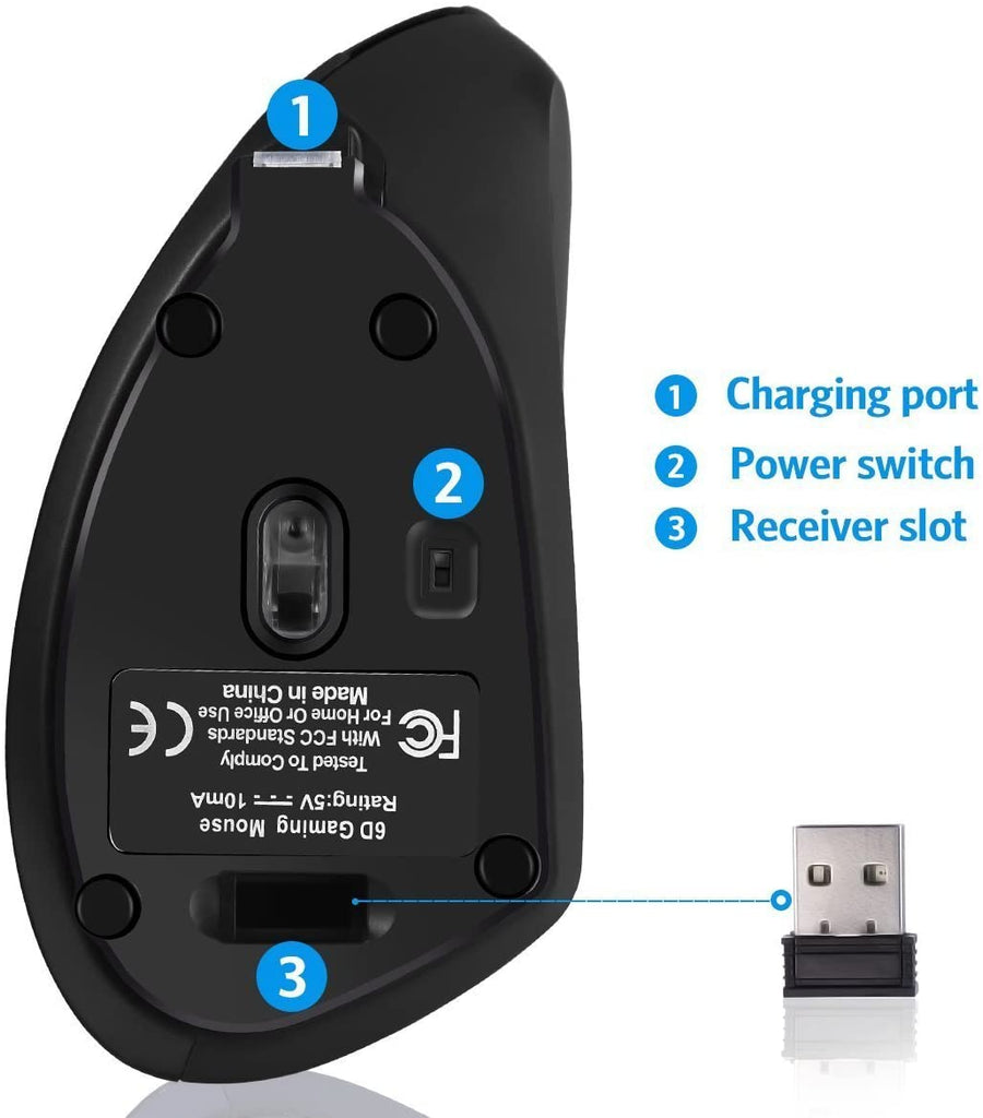 Mouse Verticale Wireless 2.4ghz Con Luce RGB Linq W9002