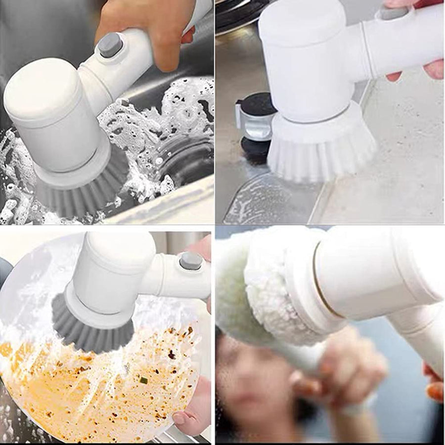 Magic brush 5 in 1 electric rotating cleaning brush with 3 replaceable cleaning heads, spin scrubber