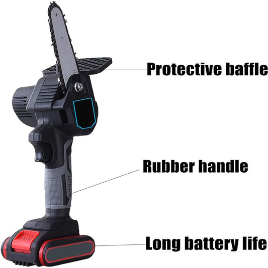 DwL-IT 8741 Mini chainsaw with 2 rechargeable 24V batteries, 4" blade, 10cm cutting length, pruning with case