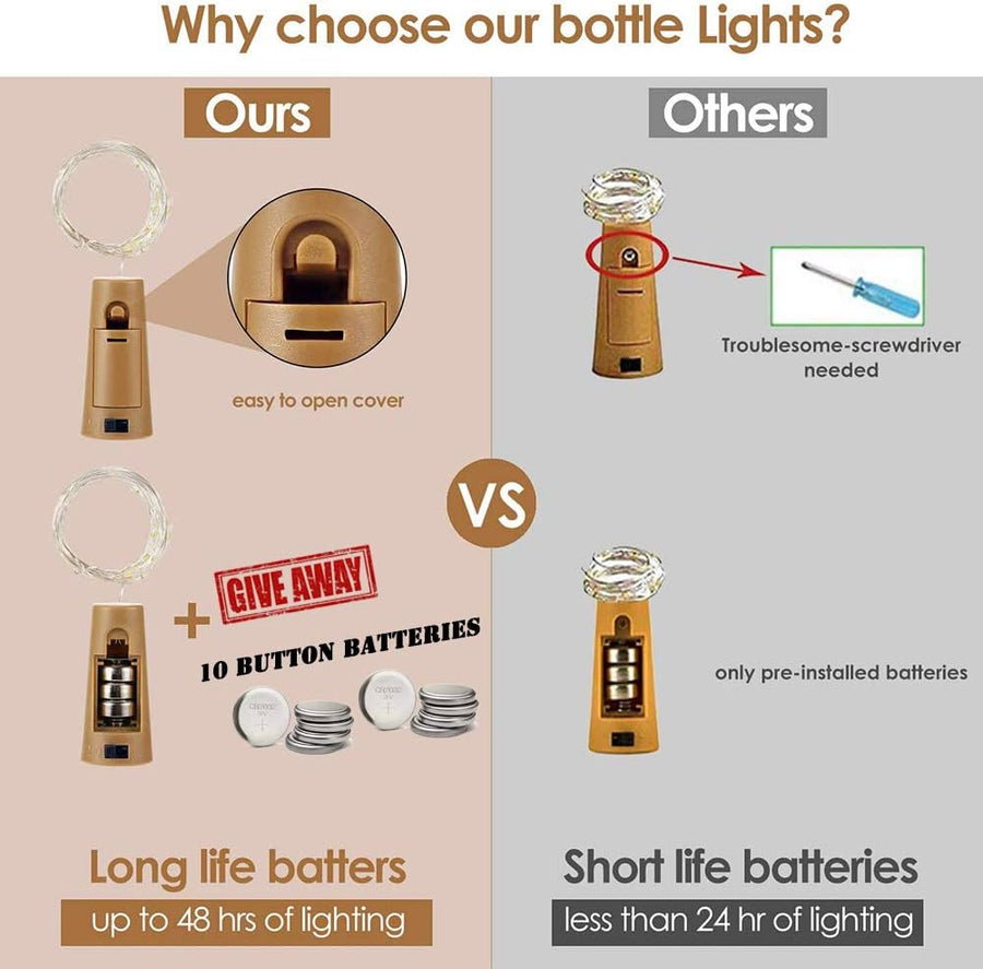 LED glass bottle lights battery operated LED bottle lights