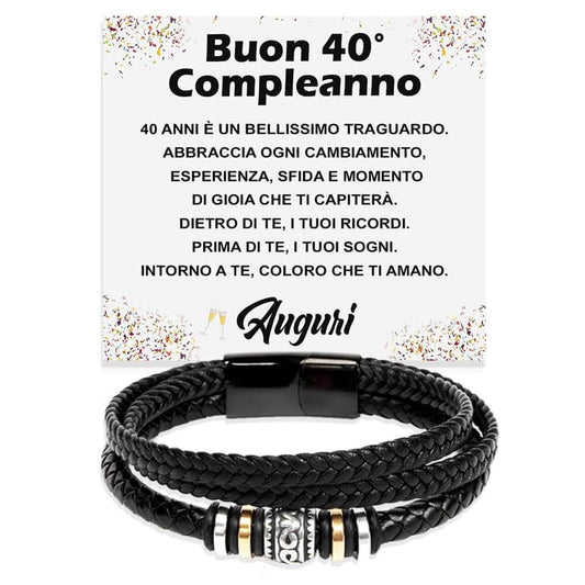 Bracciale Pelle Intrecciata Compleanno - 40 anni