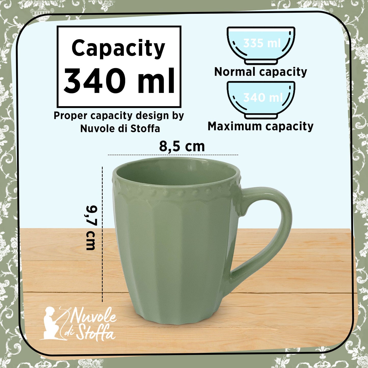 Tazza con manico Mug Retrò in porcellana Nuvole di Stoffa Sunday 340ml 6202