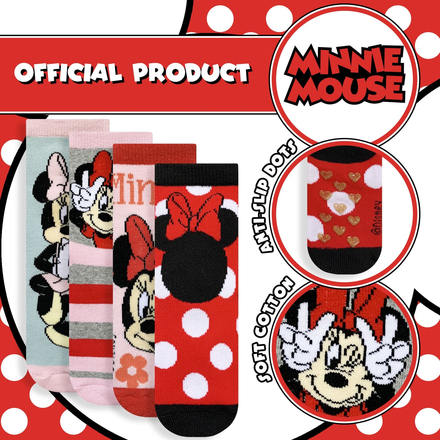 Calzini antiscivolo bambina Disney Minnie Mouse in spugna cotone invernale 6219