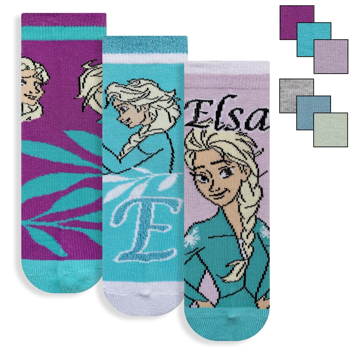 Calzini bambina Disney Frozen Elsa set 3 paia in cotone 6222