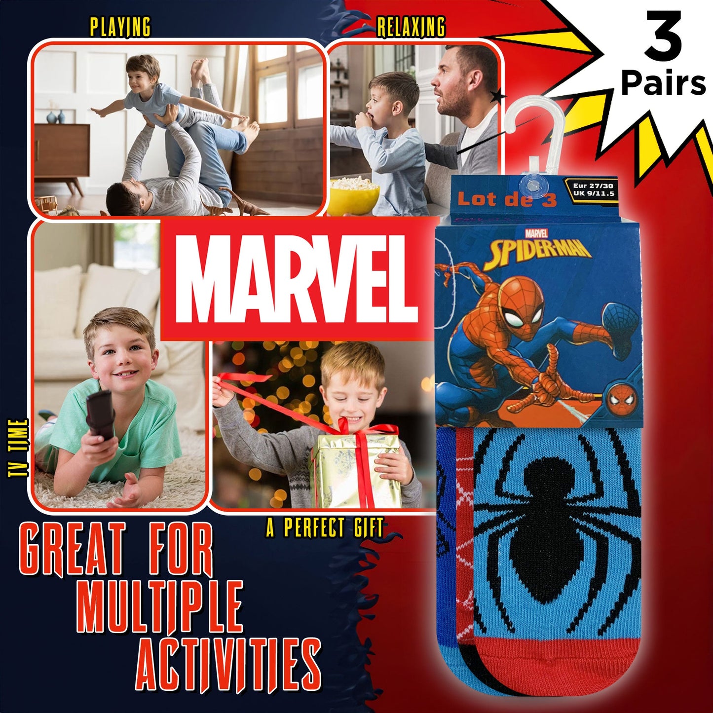 Calzini bambino Marvel Spiderman set 3 paia in cotone 6223