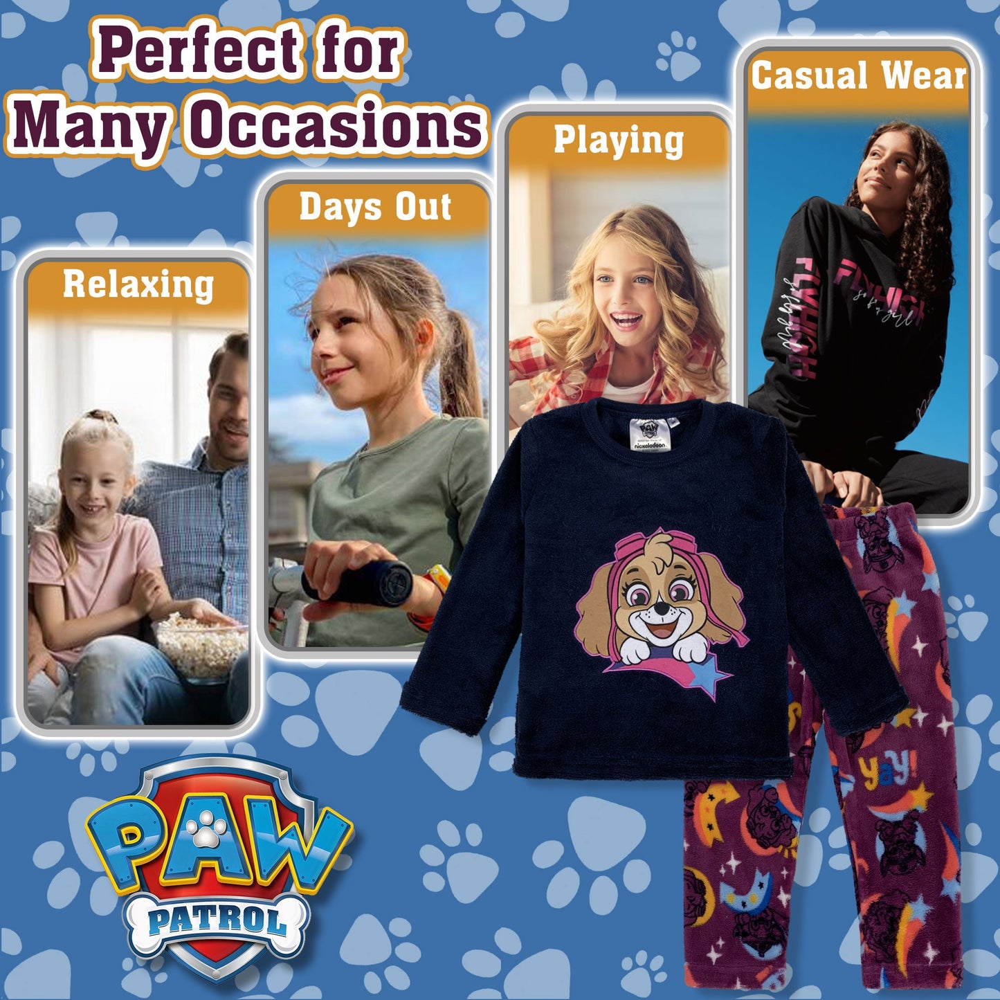 Pigiama Paw Patrol lungo in pile per bambina maniche lunghe 6234