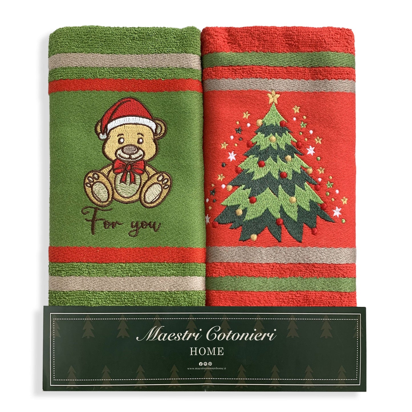 Set Strofinacci Natalizi Maestri Cotonieri Canovacci spugna 2 Pezzi Natale 6237