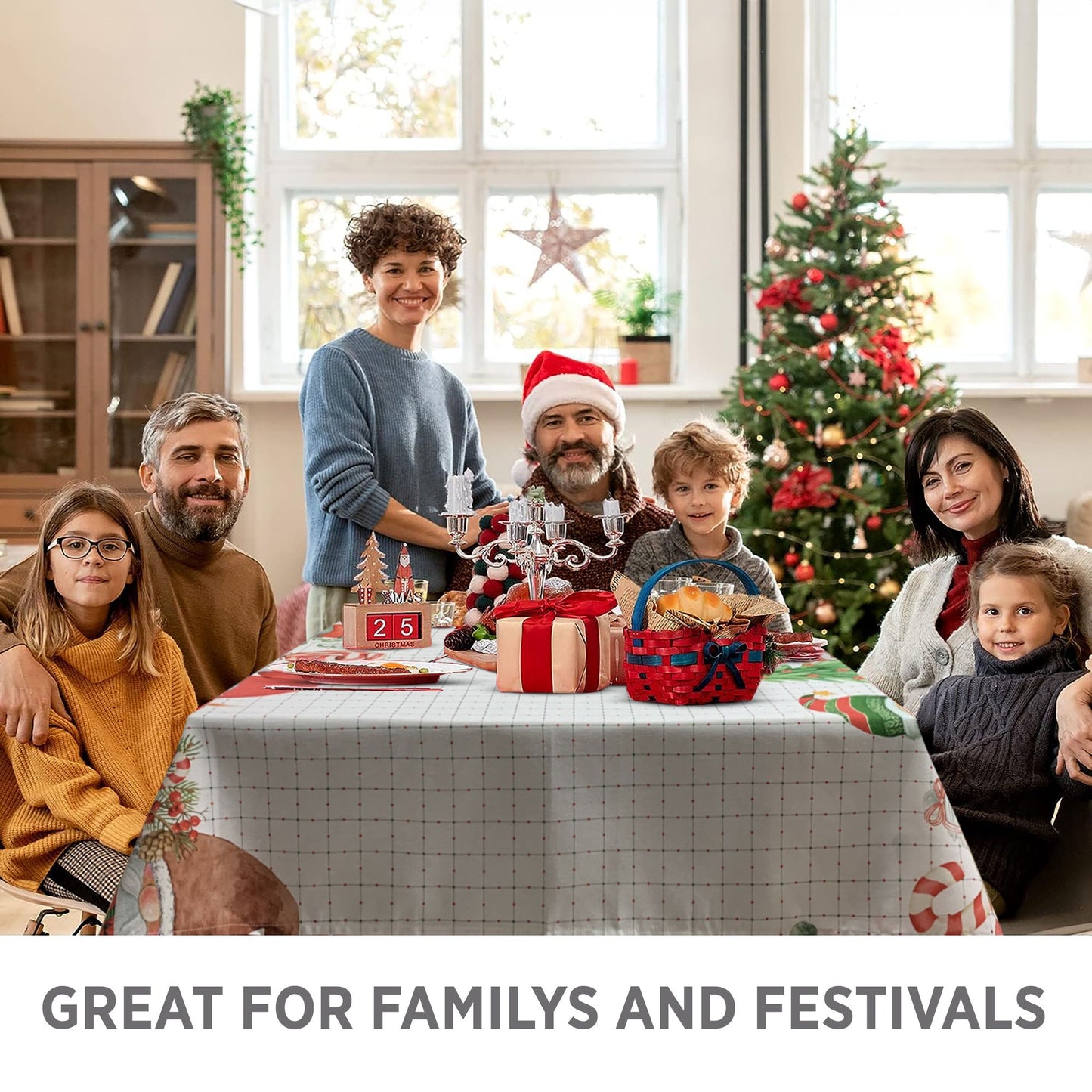 Tovaglia Natalizia 12 posti Gnomi di Natale in cotone Maestri Cotonieri 6244