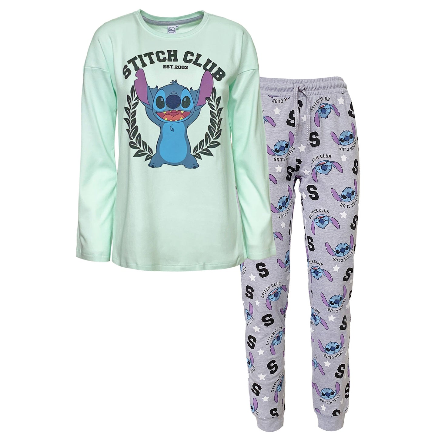 Pigiama lungo donna Disney Lilo e Stitch maglia e pantalone in cotone 6258