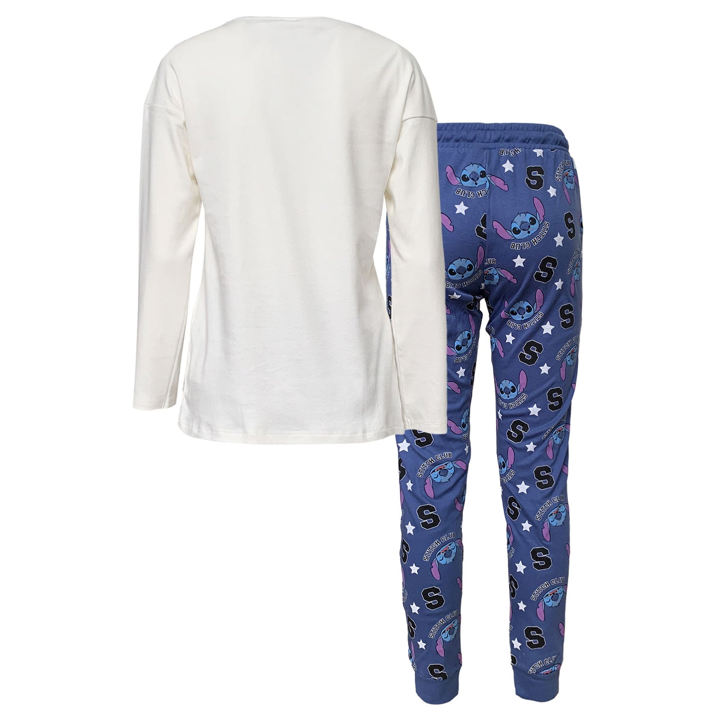 Pigiama lungo donna Disney Lilo e Stitch maglia e pantalone in cotone 6258