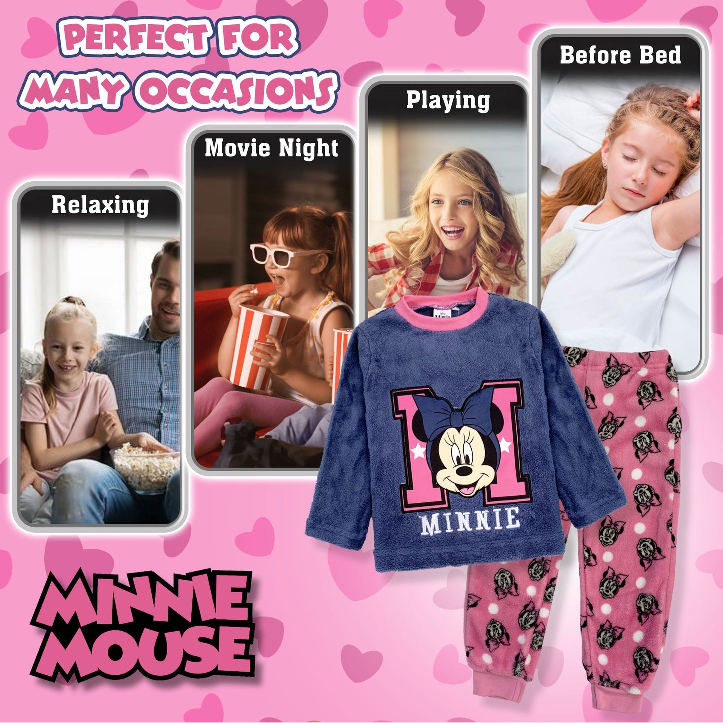 Pigiama per bambina Disney Minnie Mouse in pile invernale 6268