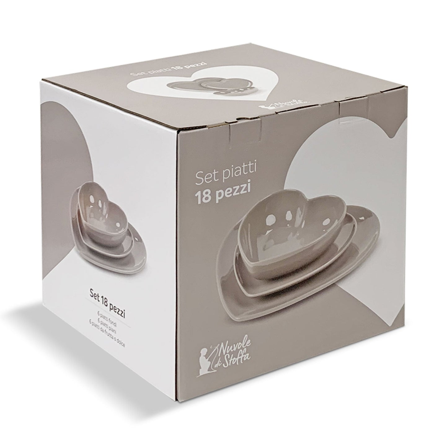 Servizio di 18 piatti a Cuore Nuvole di Stoffa in ceramica Shabby Chic 6276