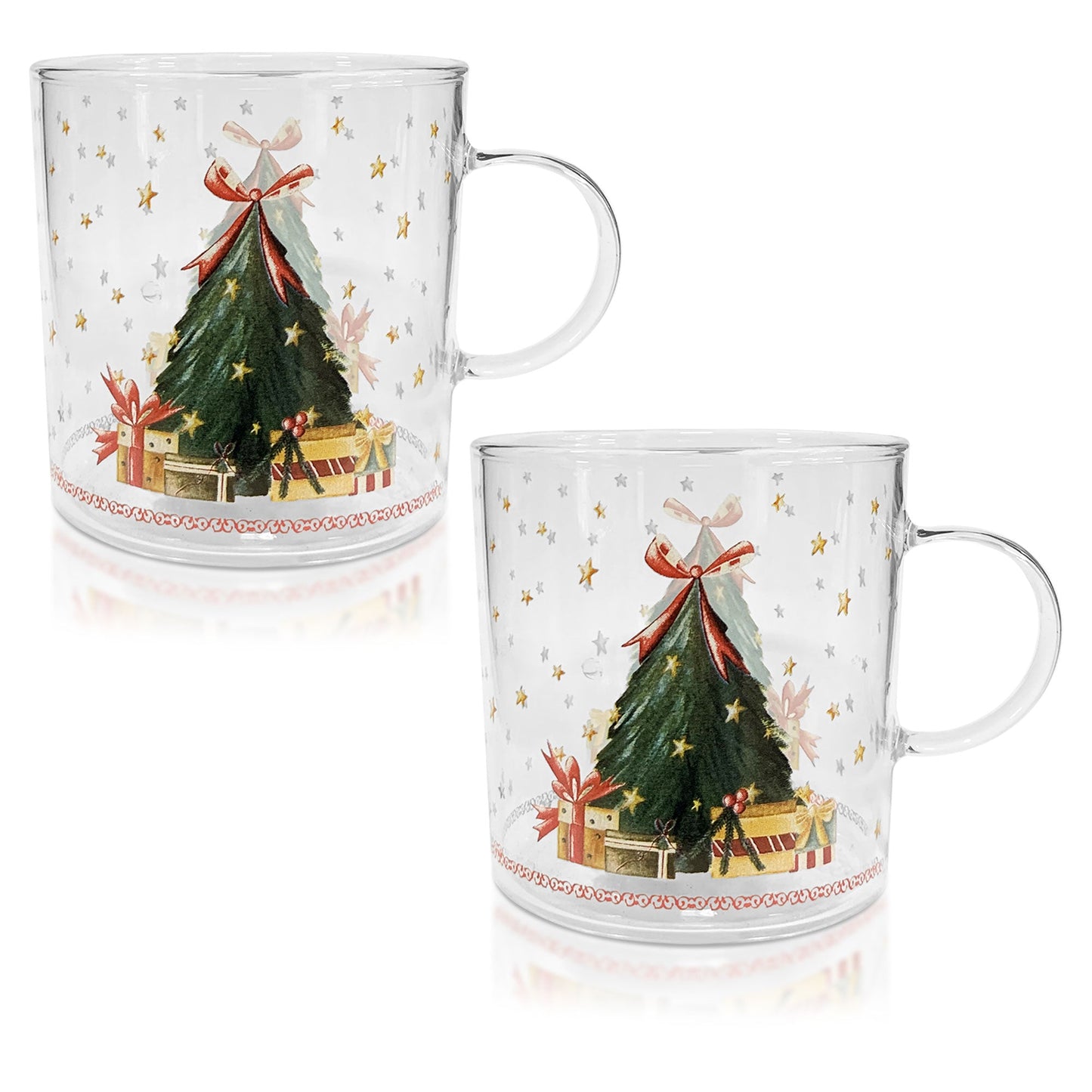 Tazze natalizie Nuvole di Stoffa in vetro Tazza Albero Natale Carol 350ml 6278