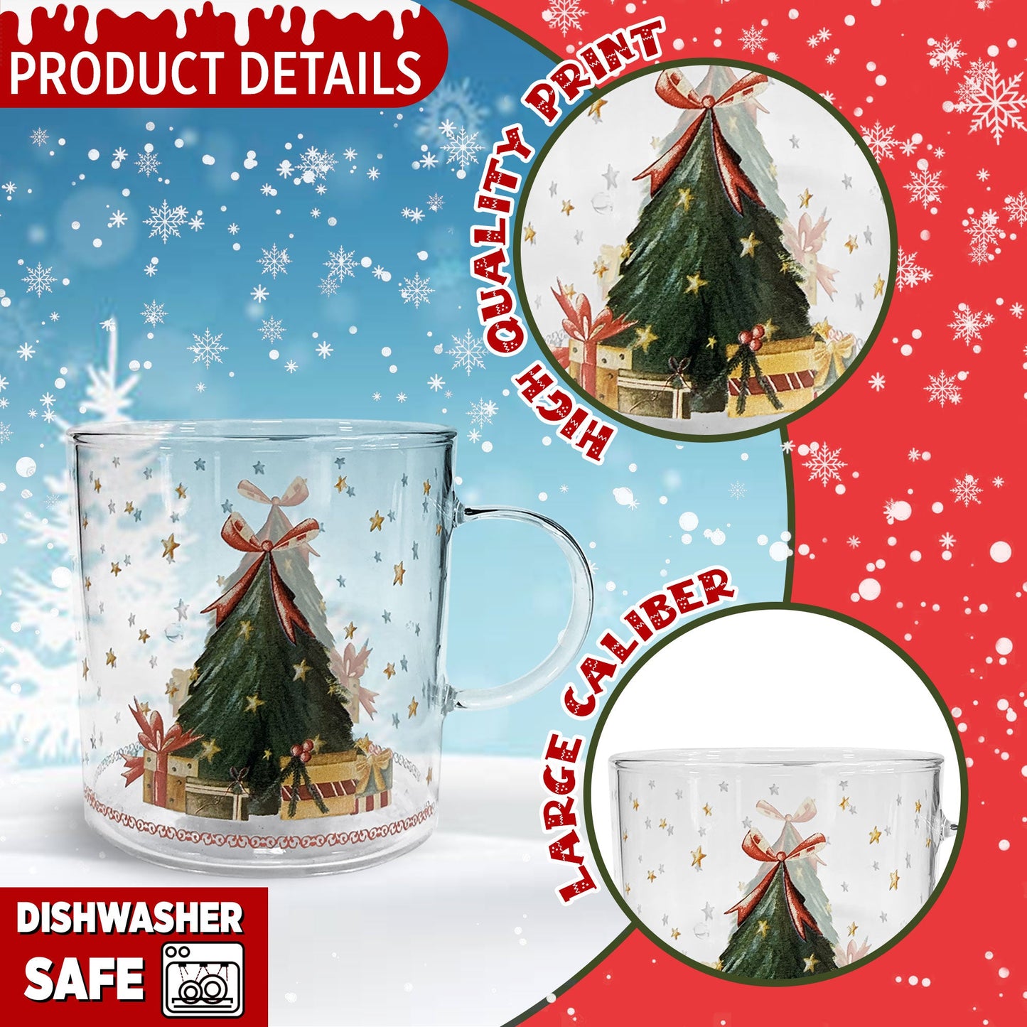 Tazze natalizie Nuvole di Stoffa in vetro Tazza Albero Natale Carol 350ml 6278