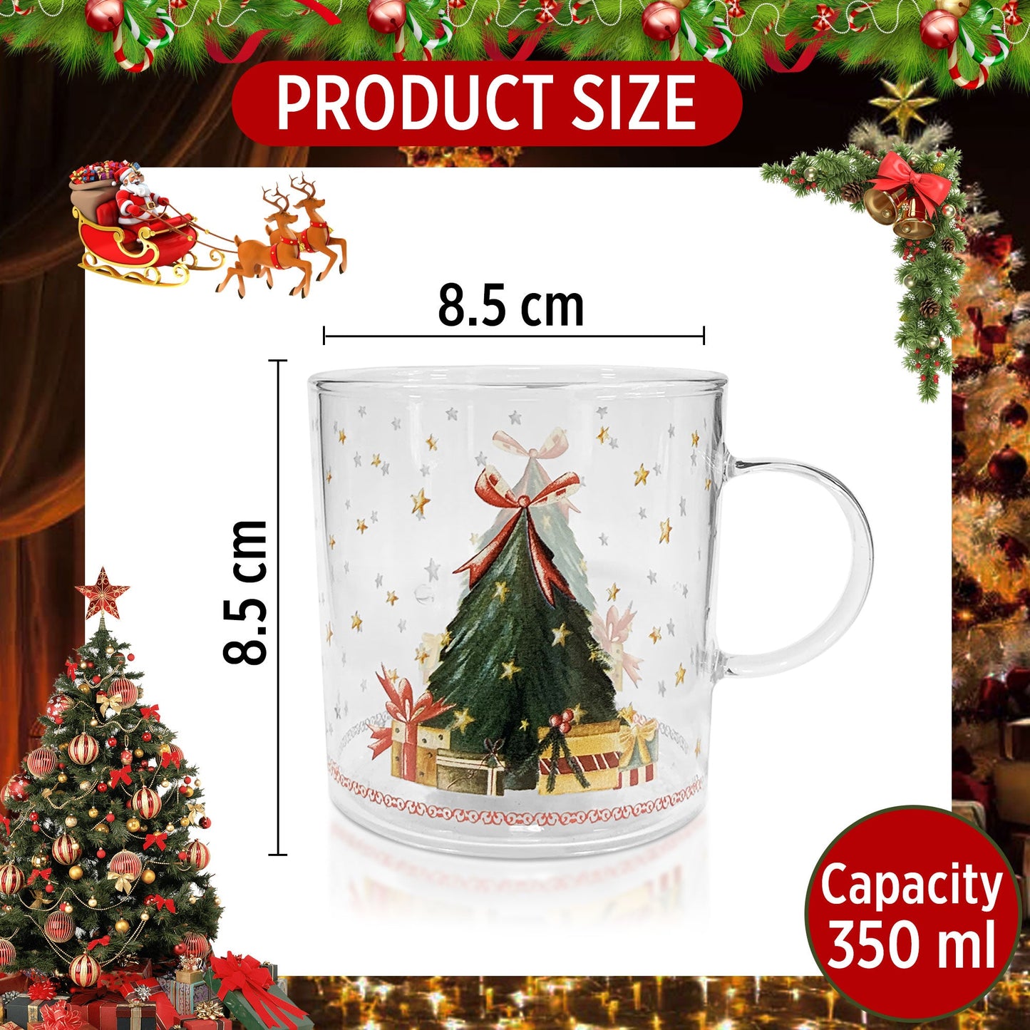 Tazze natalizie Nuvole di Stoffa in vetro Tazza Albero Natale Carol 350ml 6278