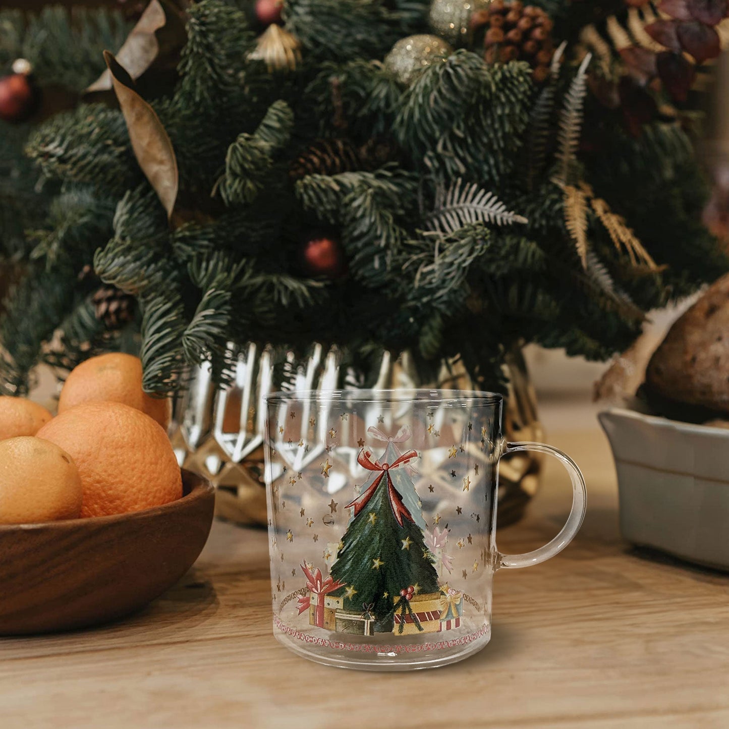 Tazze natalizie Nuvole di Stoffa in vetro Tazza Albero Natale Carol 350ml 6278