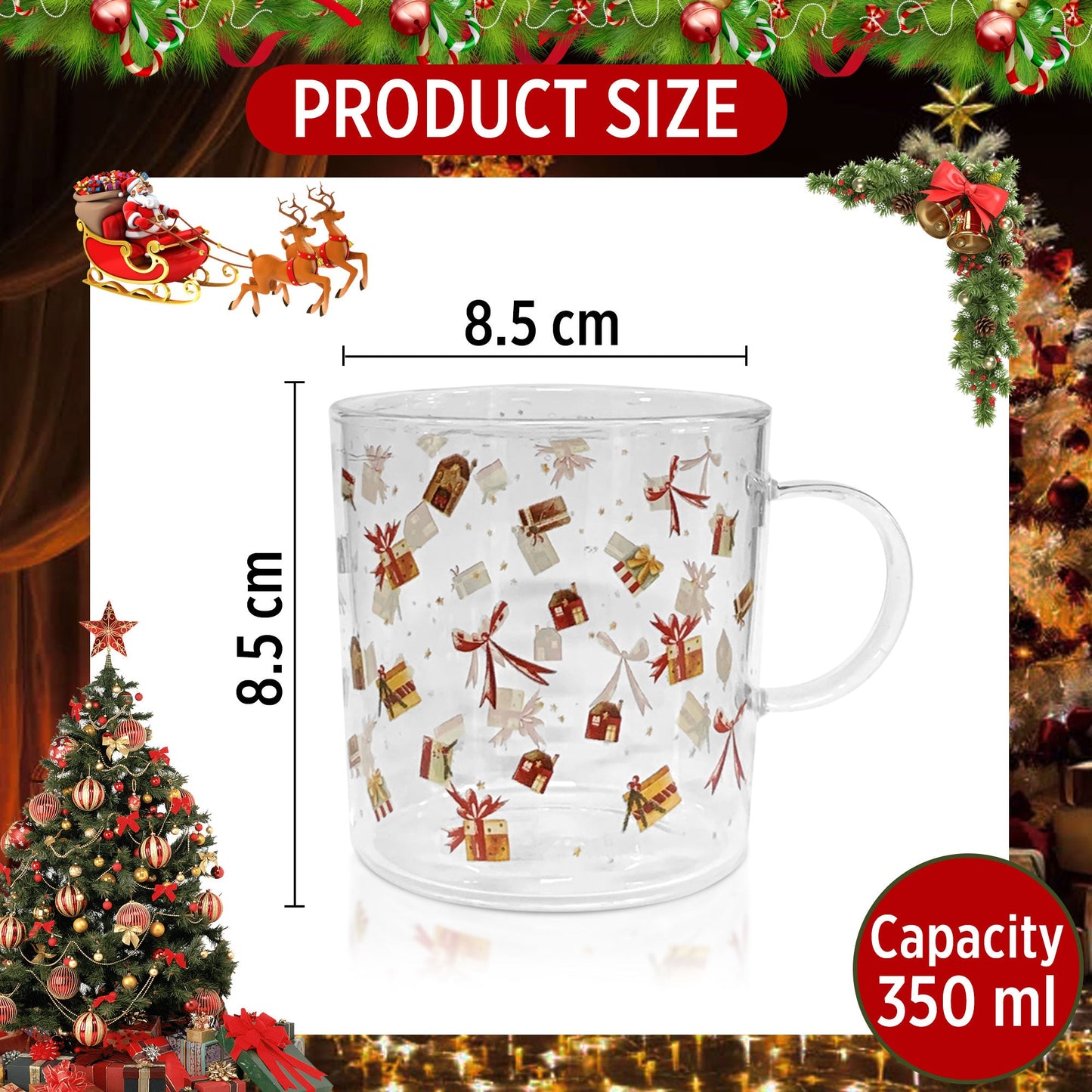 Tazze natalizie Nuvole di Stoffa in vetro Tazza Decori Natale Carol 350ml 6279