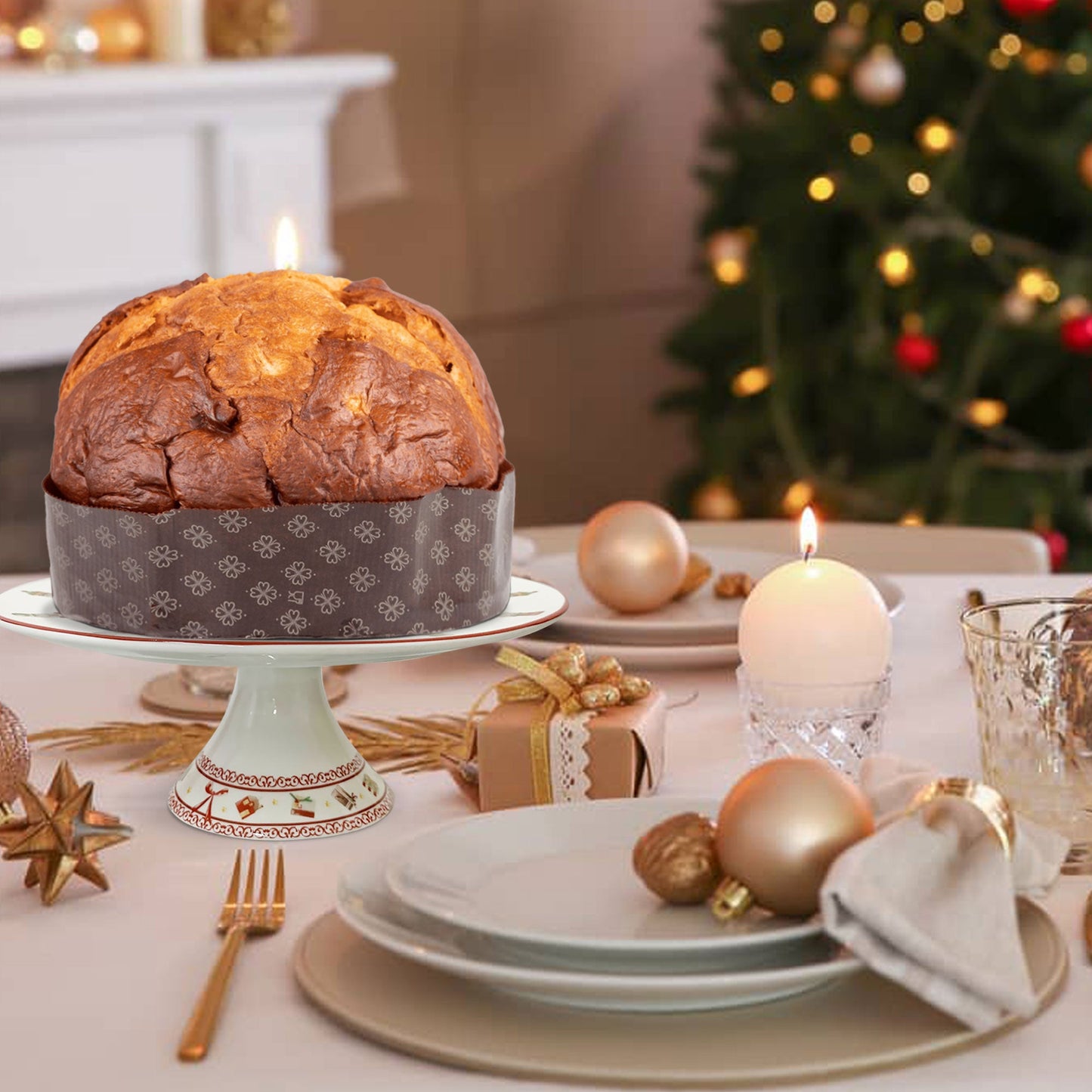 Alzatina natalizia Nuvole di Stoffa in porcellana Schiaccianoci Carol 6281