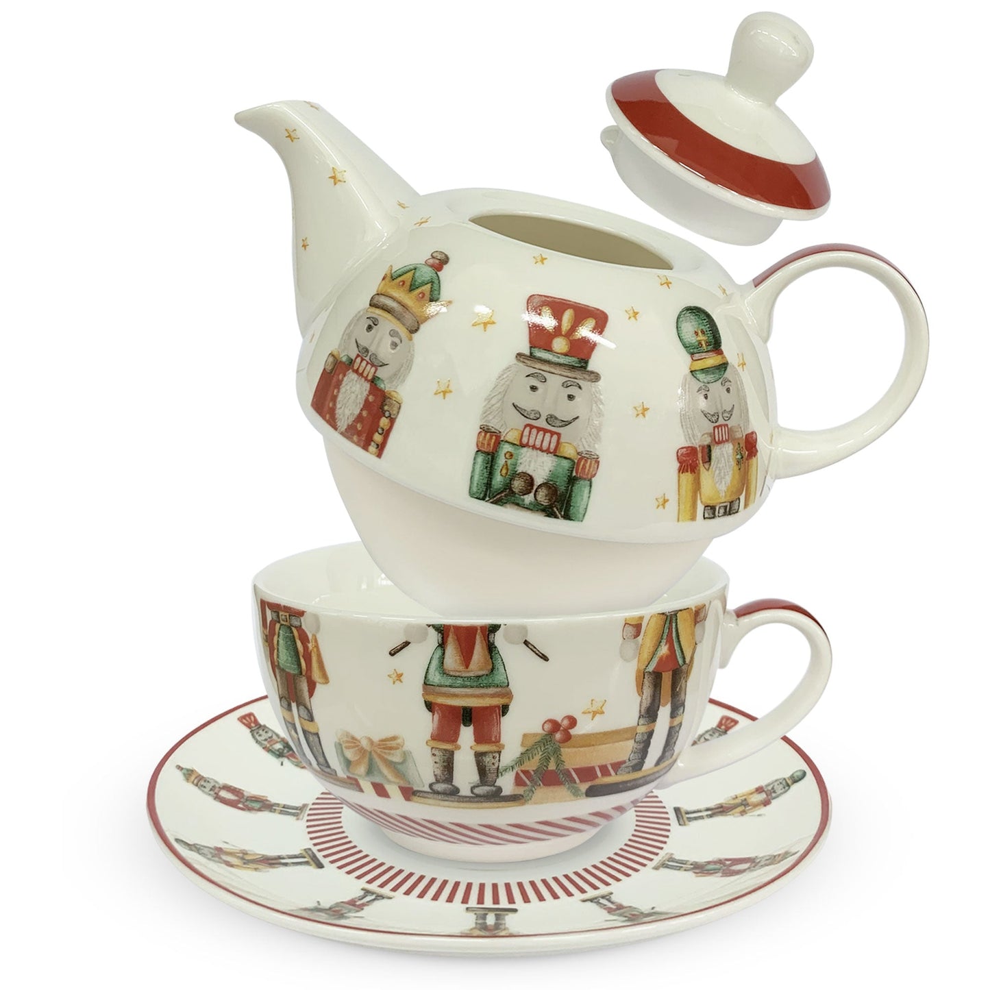 Teiera tazza e piattino natalizia Nuvole di Stoffa Schiaccianoci Carol 6287