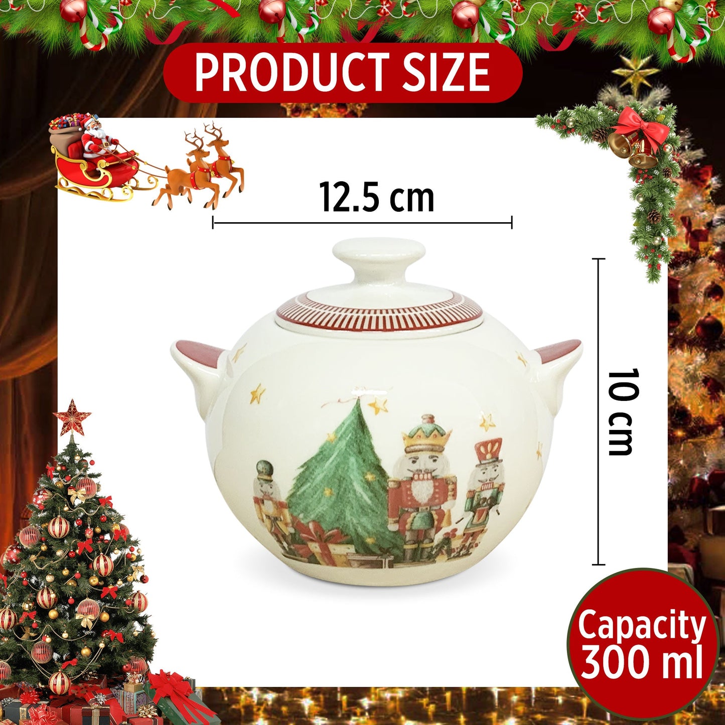 Zuccheriera natalizia in porcellana Nuvole di Stoffa Schiaccianoci Carol 6289