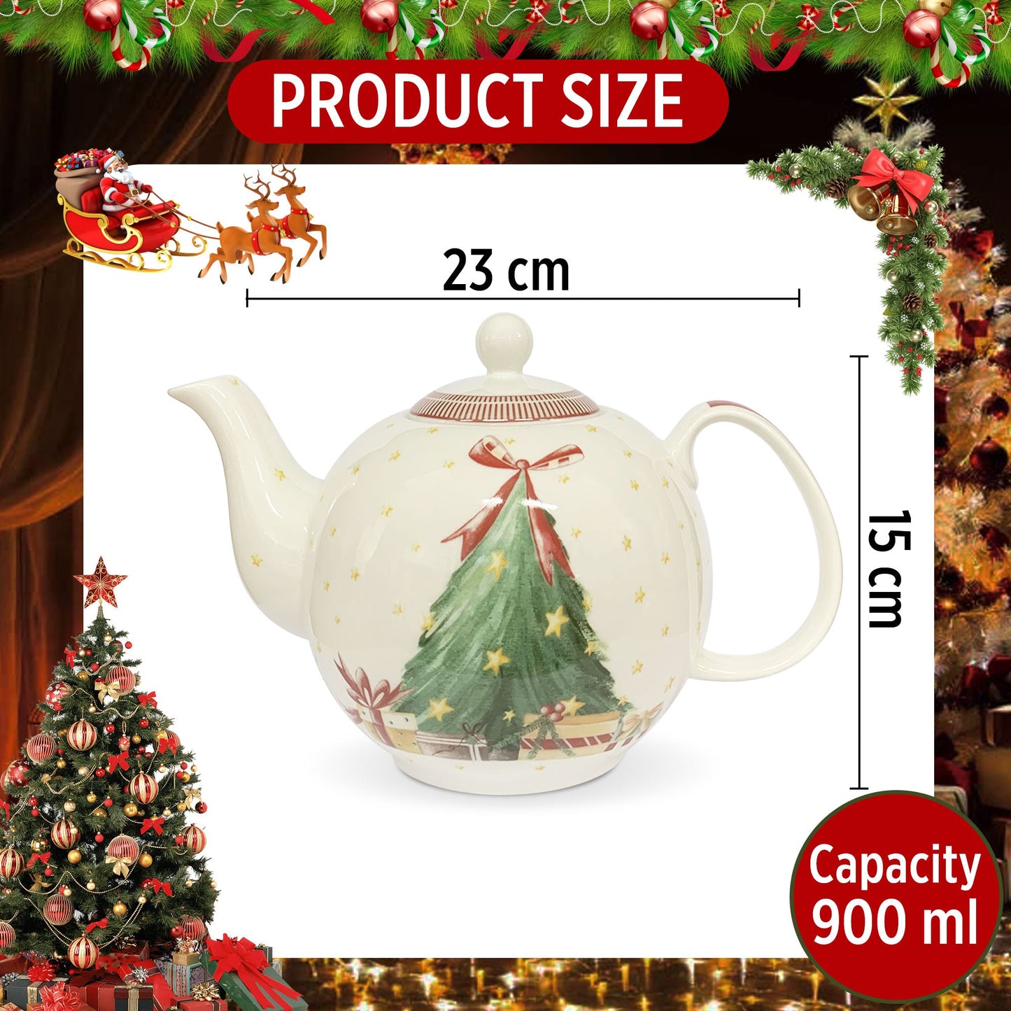 Teiera natalizia stile retrò di Nuvole di Stoffa Albero di Natale Carol 6290