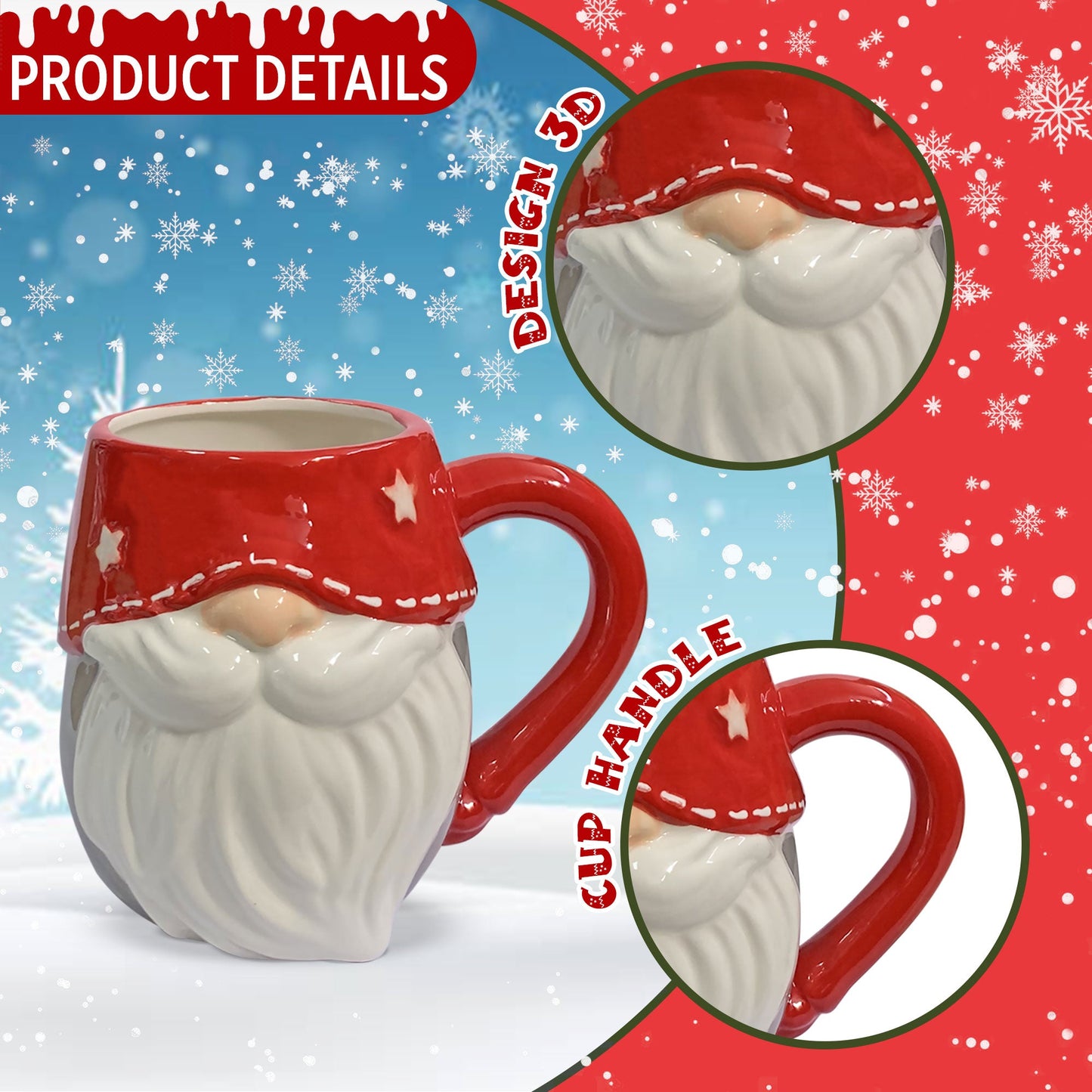 Tazza natalizia Gnomo Nuvole di Stoffa Mug decoro Natale in ceramica 6298
