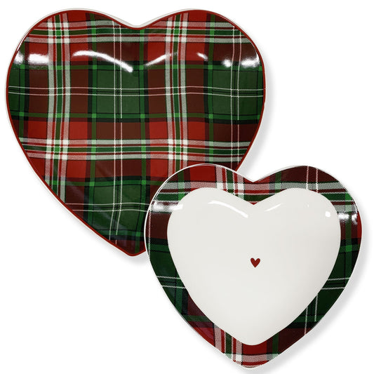 Set Vassoi piatti natalizi a cuore in porcellana Nuvole di Stoffa Queen 6345