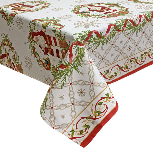 Tovaglia Natalizia in rasatello stampata Preziosa Home 12 posti Natale 6382