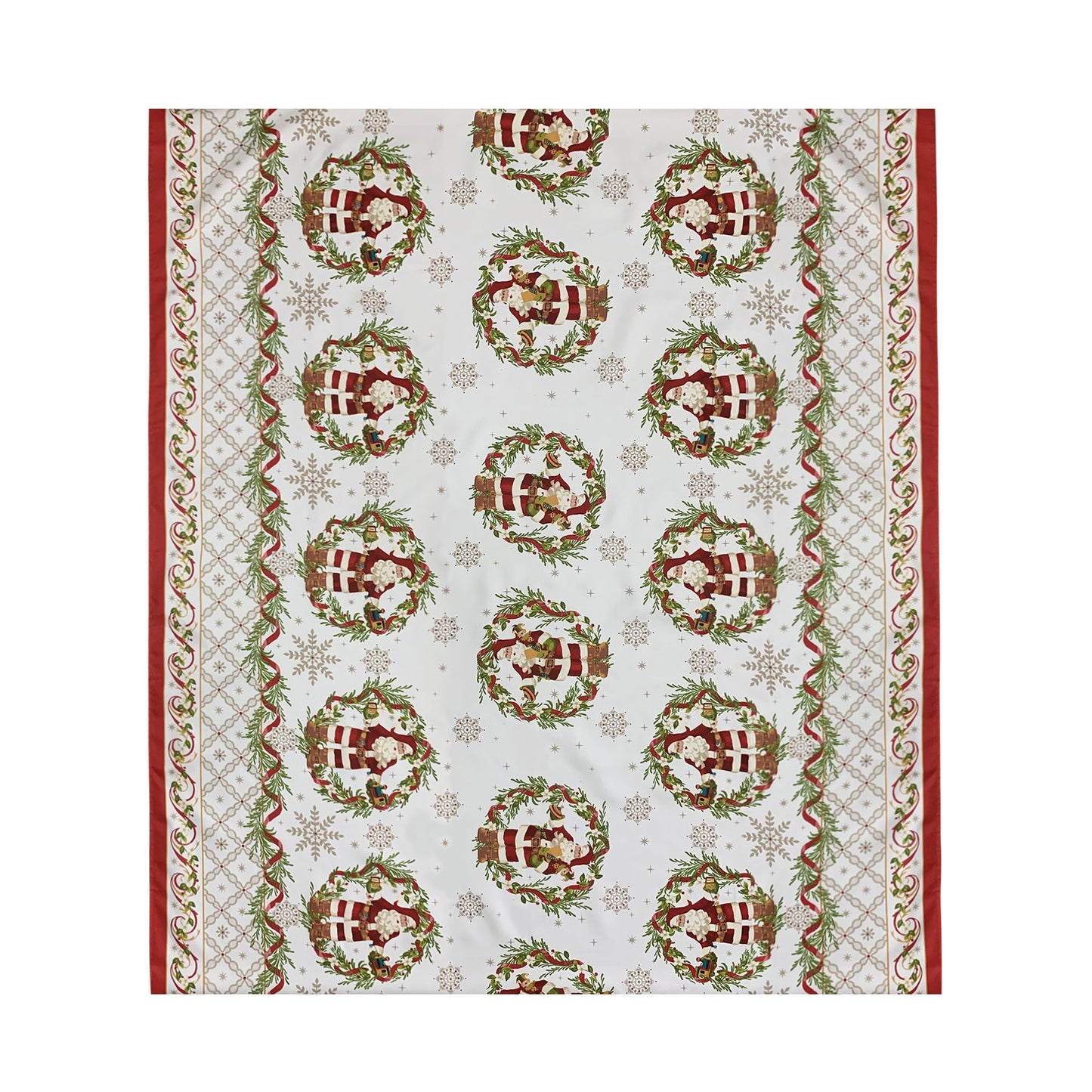 Tovaglia Natalizia in rasatello stampata Preziosa Home 12 posti Natale 6382