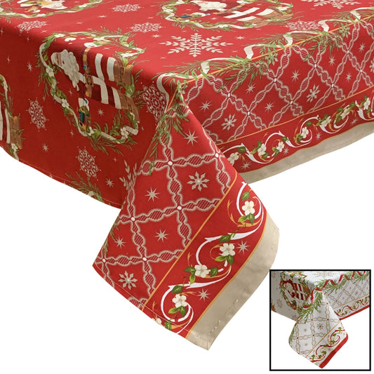 Tovaglia Natalizia in rasatello stampata Preziosa Home 24 posti Natale 6385