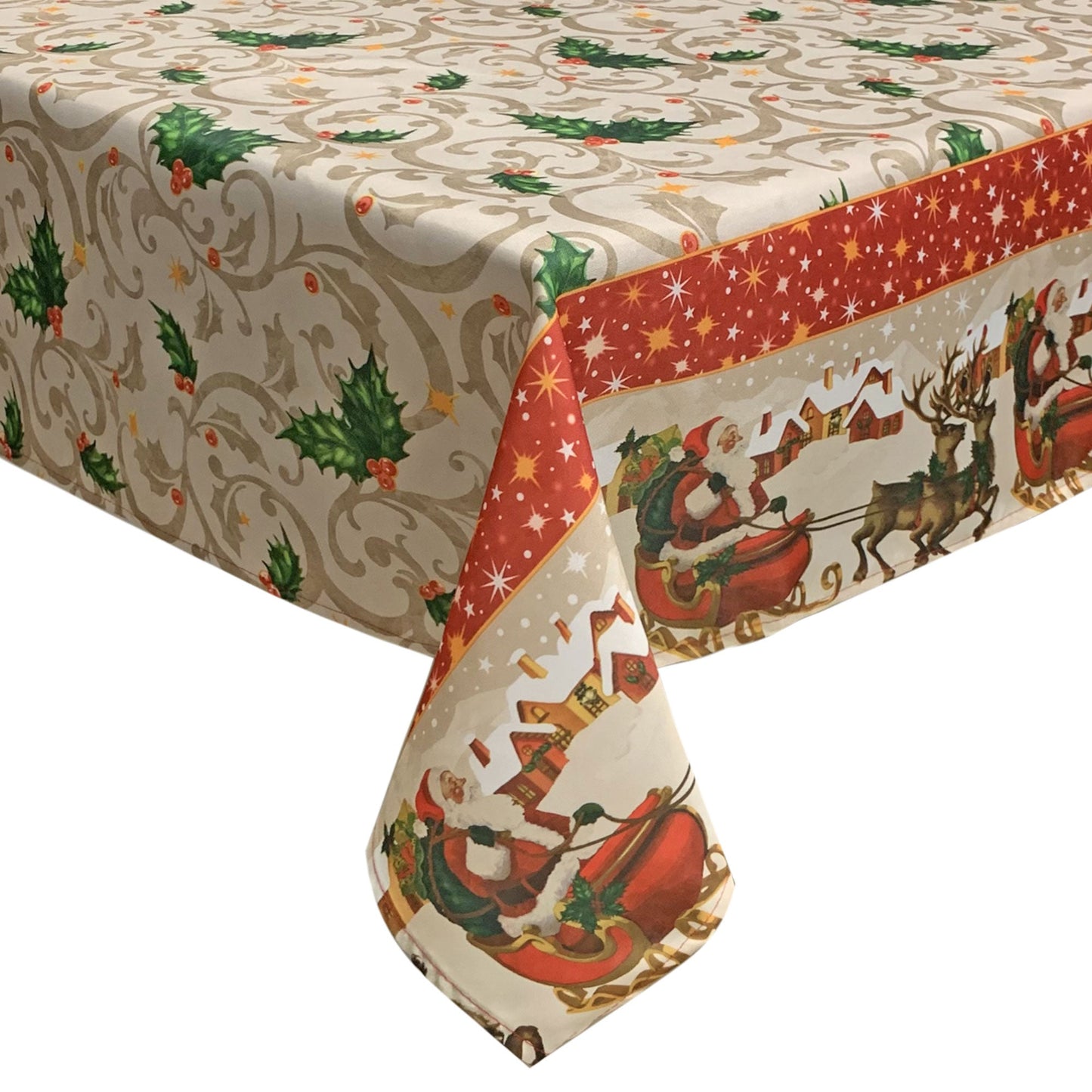 Tovaglia Natalizia stampata no stiro Sommaruga 6 posti Tavola Natale 6389