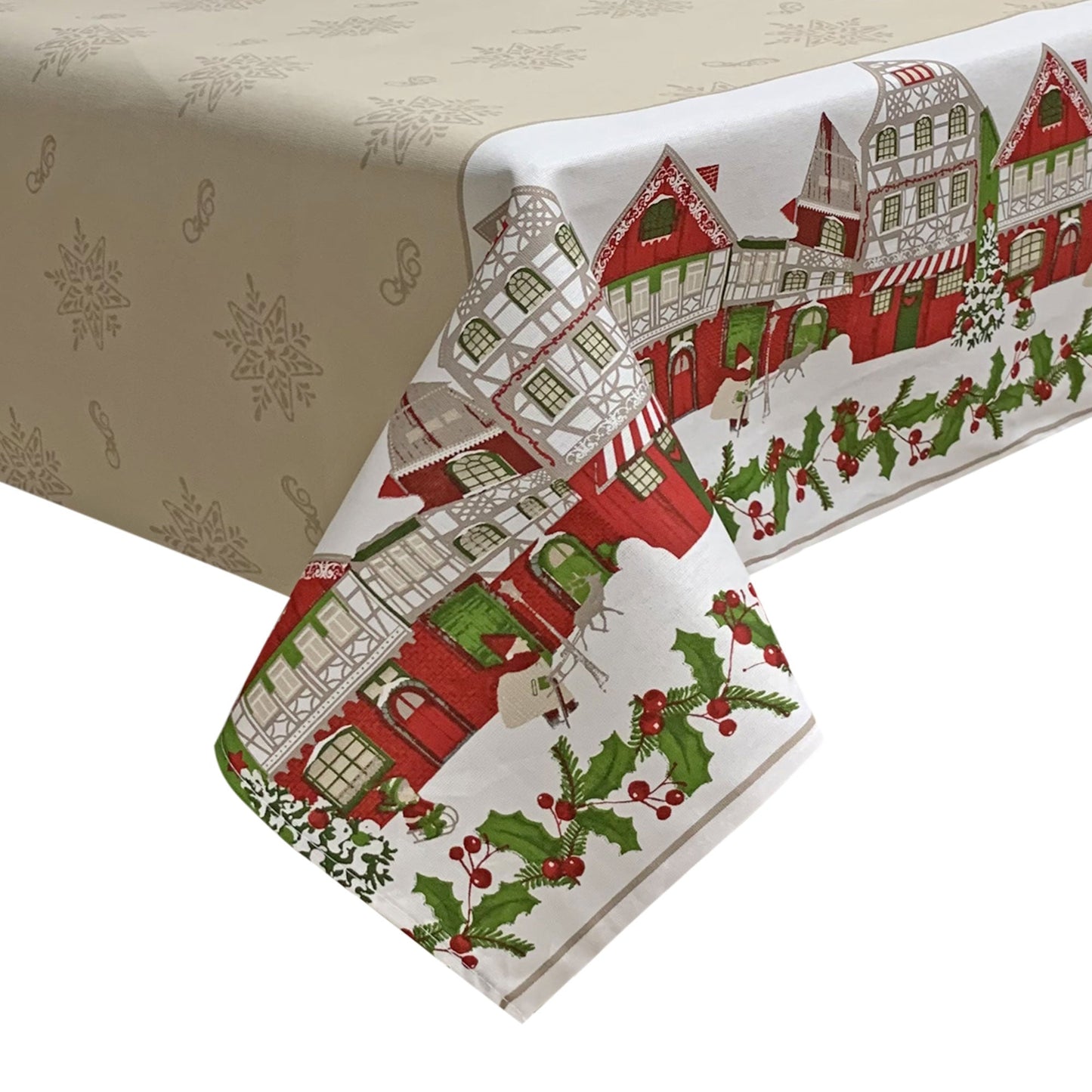 Tovaglia Natalizia panama stampata Preziosa Home 12 posti Natale Abete 6442