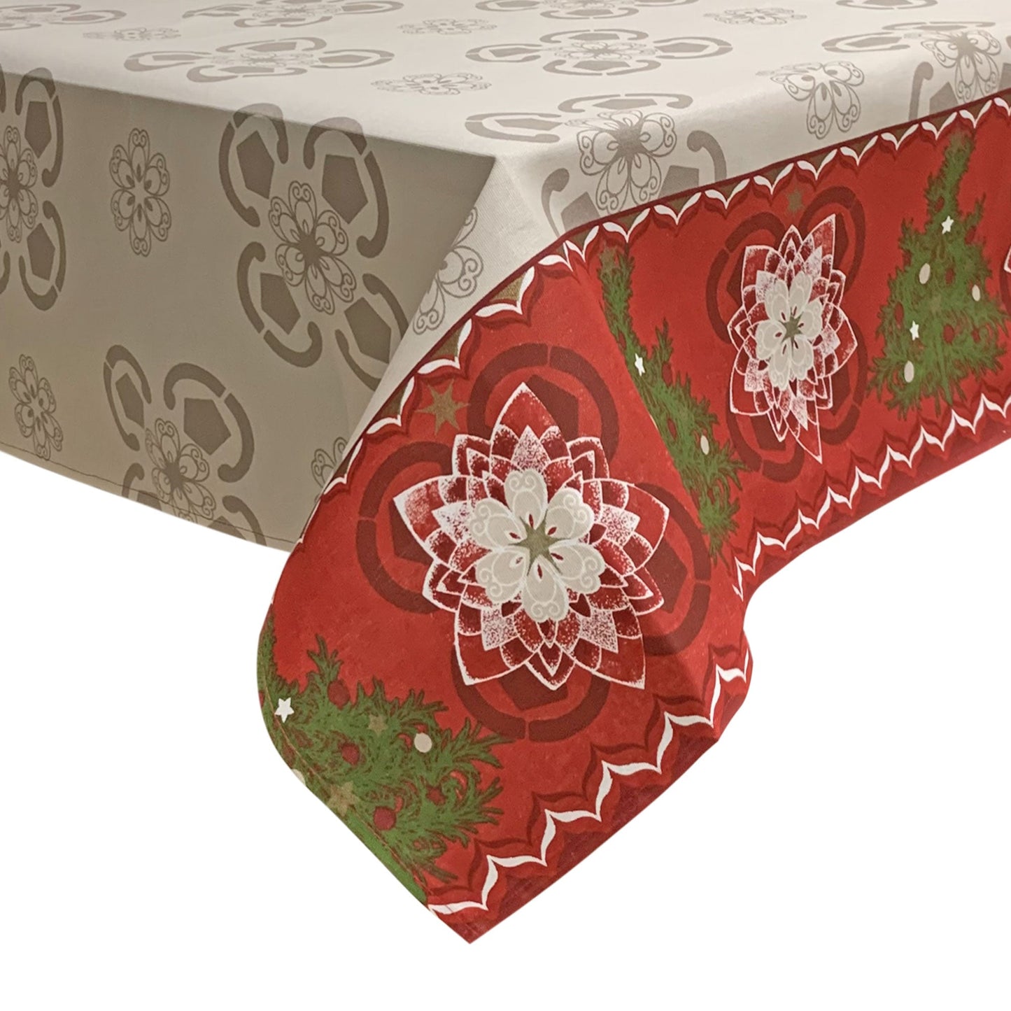 Tovaglia Natalizia panama stampata Preziosa Home 12 posti Natale Abete 6445