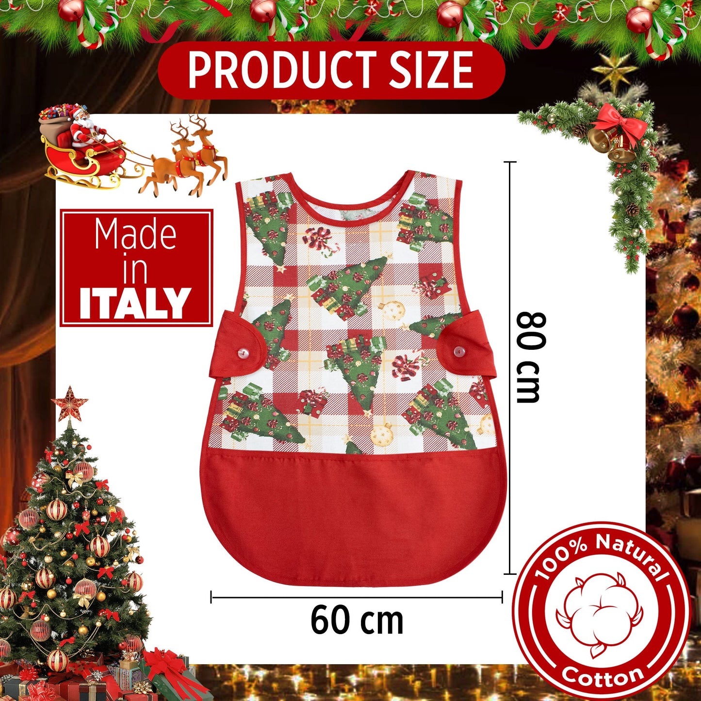 Grembiule da cucina Natalizio Casacca 100% Cotone Idea regalo Natale 6459