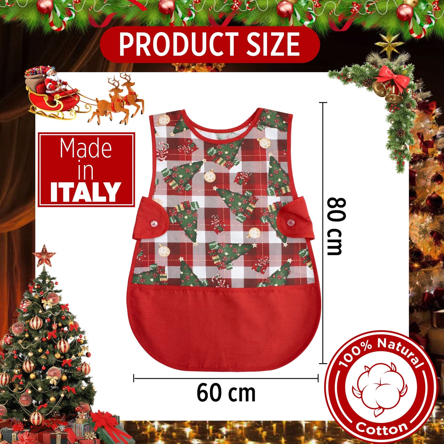 Grembiule da cucina Natalizio Casacca 100% Cotone Idea regalo Natale 6459